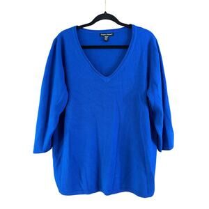 Designers Originals Women's Plus Size Royal Blue V-Neck Sweater Size 2X